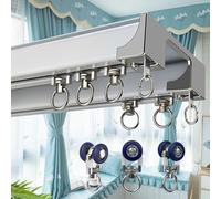 Double Curtain Track Ceiling Mount, Heavy Duty Aluminum Rail for Curtains, Adjustable 30-200in, Ideal for Bedroom and Living Room Windows