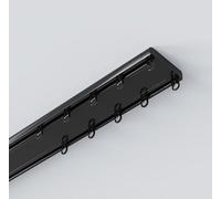 Double Curtain Track Ceiling Mount Rod, Double Row Curtain Track Silent Curtain Rail, Glide Curtain Track For Drapes Living Room Bedroom Room Divider(Black,170cm (5.6ft))