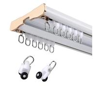 Double Curtain Track Ceiling Mount Rod, Silent Heavy Aluminum Duty Curtains Rails Tracks System, For Drapes Living Room Bedroom Room Divider(White,2.8m)