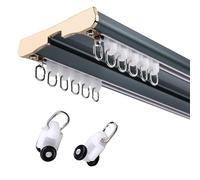 Double Curtain Track Ceiling Mount Rod, Silent Heavy Aluminum Duty Curtains Rails Tracks System, For Drapes Living Room Bedroom Room Divider(Blue,2m)