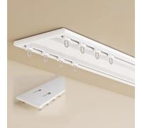 Double Curtain Track Ceiling Mounted Heavy Duty 1m 2m 3m 4m 5m Aluminium Rail Slimline Room Divider Track Kit with Quiet Gliders for Bay Windows Campervan Hospital(White,3M/9.8FT)