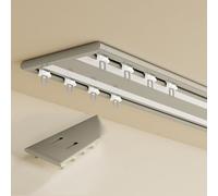 Double Curtain Track Ceiling Mounted Heavy Duty 1m 2m 3m 4m 5m Aluminium Rail Slimline Room Divider Track Kit with Quiet Gliders for Bay Windows Campervan Hospital(Champagne,3.9M/12.8FT)