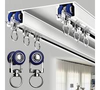 Double Curtain Track Ceiling Mounted, Heavy Duty Aluminum Sliding Rails for Curtains, Silent Double Curtain Track System for Drapes Room Dividers Living Room Bedroom (White,2.7m(8.6ft))