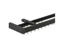 Double Curtain Track Ceiling Mounted, Heavy Duty Aluminum Track Set for Drapes, Silent Sliding System for Living Room Bedroom Window/Hotel Room Dividers, Easy Install(Black,3.5m(11.5ft))