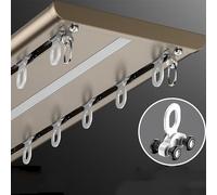 Double Curtain Track Ceiling Mounted, Heavy Duty Aluminum Tracks Curtains Rail With Silent Rollers, Silent Sliding Double Rod, For Room Divider Bedroom Living Room(Champagne2,1.2m/3.9ft)