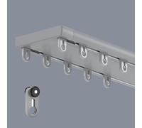 Double Curtain Track, Ceiling Or Wall Mount Curtain Rail Made Of Aluminum, Quiet, Concealed Double-Row Curtain Track with Pulleys for Living Room And Bedroom Curtains,Grey,0.8m/2.6ft