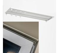 Double Curtain Track for Room Divider Aluminum Ceiling-Mounted Curtain Rail Kit Two-Layer Drapery Rod Adjustable 2.6m/8.5ft White Curtain System