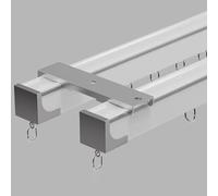 Double Curtain Track Heavy-Duty Curtains Rails Curtain Tracks 100cm/150cm/200cm/250cm/300cm/350cm/400cm Ceiling Or Wall Mounted Room Divider Curtain Track For Livin(Size:2.60m/8.5ft,Color:White - Top)