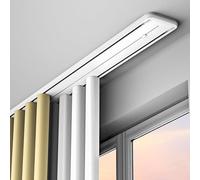 Double Curtain Track Rail Set - Ceiling Mounted Silent Glide Durable White Curtain Rods for Living Room Bedroom & Office Windows - 1.5M Length Easy Installation