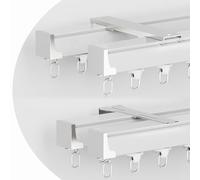 Double Curtain Track Rod Aluminum Room Divider Ceiling or Wall Mount Curtain Rails Easy Installation 2.9m (9.5ft) White Side Ideal for Home Decor and Space Management