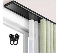 Double Curtain Track Silent Rails Ceiling Mount, 1 m 1.3 m 2 m 2.6 m 3.0 m 4 m 4.5 m 5 m 6 m 8 m Aluminum Alloy Slider Track System For Bedroom Living Room Hospital(Black,3.5m)