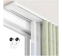 Double Curtain Track Silent Rails Ceiling Mount, 1 m 1.3 m 2 m 2.6 m 3.0 m 4 m 4.5 m 5 m 6 m 8 m Aluminum Alloy Slider Track System For Bedroom Living Room Hospital(White,5.9m)