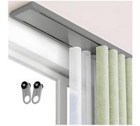 Double Curtain Track Silent Rails Ceiling Mount, 1 m 1.3 m 2 m 2.6 m 3.0 m 4 m 4.5 m 5 m 6 m 8 m Aluminum Alloy Slider Track System For Bedroom Living Room Hospital(Grey,1.3m)