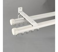 Double Curtain Track System 150cm/250cm - Wall Mounted Sliding Rail with Silent Rollers for Living Room Windows - White Curtain Rods, 9.5ft/290cm Length