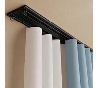 Double Curtain Track System - 17.4ft Ceiling-Mounted 2-Layer Rail Aluminum Silent Rollers Black & White - Ideal for Room Dividers Window Treatments Easy Install