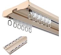 Double Curtain Track System, Heavy Duty Ceiling Mount Aluminium Curtain Rail Set for Home and Office Room Divider, Streamlined Design