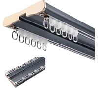 Double Curtain Track System, Heavy Duty Ceiling Mount Aluminium Curtain Rail Set for Home and Office Room Divider, Streamlined Design