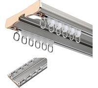 Double Curtain Track System, Heavy Duty Ceiling Mount Aluminium Curtain Rail Set for Home and Office Room Divider, Streamlined Design