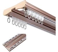 Double Curtain Track System, Heavy Duty Ceiling Mount Aluminium Curtain Rail Set for Home and Office Room Divider, Streamlined Design