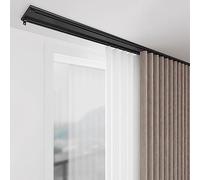Double Curtain Track System with Roller Hooks - Binario Ceiling Mount for Low Windows, Patios, Hospitals, Campers, Showers - Adjustable Wall Mount Curtain Rods - Black, 3.1m/10ft