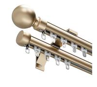 Double Curtain Track Wall Mount 1-8m Adjustable Aluminum Rod 2-Lane Sliding System Quiet & Ideal for Room Dividers & (d 3.9m)