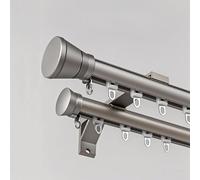 Double Curtain Track - Wall Mounted Aluminum Curtain Rail for Bay Windows 2m to 4.2m Gray - Perfect Drapes Rod for Home Balcony & Living Room Decor