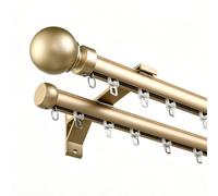 Double Curtain Track Wall Mounted, Heavy Duty Rod Track for Windows Silent Rollers Aluminum Bracket Easy Install for Bedroom/Living Room/Window/Hotel(Gold,6.5m/21.3ft)