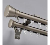 Double Curtain Track Wall Mounted, Roman Rod for Curtain, Aluminum Heavy-Duty Silent Sliding Curtain Rail, for Room Divider Living Room Bedroom(Champagne,1m(3.3ft))