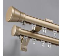 Double Curtain Track Wall Mounted, Roman Rod for Curtain, Aluminum Heavy-Duty Silent Sliding Curtain Rail, for Room Divider Living Room Bedroom(Gold,1.5m(4.9ft))