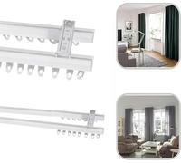 Double Curtain Track White Luxurious Fineline Bendable Aluminum Ceiling Mount Heavy Conjoined Window Slide Rail for Living Room Bedroom Room Divider