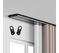 Double Curtain Tracked Black Curtain Rail with Silent Rollers for Smooth Gliding Ideal for Rooms Balconies and Offices (3.8m)