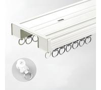 Double Curtain Tracks (Ceiling Mount) Room Divider Conjoined Curtain Rails Heavy-Duty Ceiling Track For Living Room Bedroom Shower Rv(White,4.6m/15.1ft)