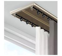 Double Curtain Tracks Ceiling Silence Glide Double Tracks Rail 150/280/390/450/500cm Ultra Thin Aluminium Curtain Rails For Office Home Room Divider(Champagne color,290cm)