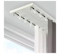 Double Curtain Tracks Ceiling Silence Glide Double Tracks Rail 150/280/390/450/500cm Ultra Thin Aluminium Curtain Rails For Office Home Room Divider(White,270cm)