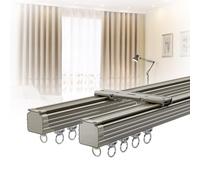 Double Curtain Tracks Wall Or Ceiling Mount Silence Glide Rail 120/240/350/400/500cm Aluminium Curtain Rails For Office Home Room Divider(Champagne color,490cm)