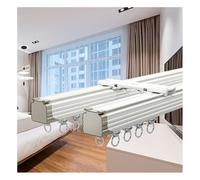 Double Curtain Tracks Wall Or Ceiling Mount Silence Glide Rail 120/240/350/400/500cm Aluminium Curtain Rails For Office Home Room Divider(White,340cm)