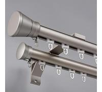 Double Curtains Track Wall Mounted 100-600cm Heavy Duty Double Curtains Rods for Windows Sliding Curtains Track System with Silent Rollers Double Drapery Rod for Room Divider(Grey,3.6m(11.8ft))