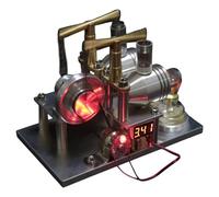 Double Cylinder Metal Stirling Engine Demonstrator with 5W LED Bulb Physics Equipment for School Lab Thermal Energy Conversion Model
