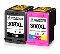 DOUBLE D 308XL Ink Cartridges Replacement for HP 308 Ink Cartridges Black and Colour,Printer Ink 308e 308 XL for 308XL for HP Envy 6122e 6532e 6520e 6132e 6530e 6120e 6110e 6558e 6110e 6130e,2 Pack