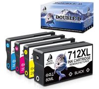 DOUBLE D 712XL Ink Cartridge for HP 712 Ink work for HP T230 T650 T630 T210 | Compatible for HP 712XL Ink 712 XL High Yield for HP DesignJet T650 T630 T230 T210 T250 (3ED67A 3ED68A 3ED69A 3ED71A),4 Pack