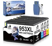 DOUBLE D 953XL Ink Cartridges Replacement for HP 953XL, Equipped with a Chip Upgrade Device, for HP Officejet Pro 7720/7730/7740/8710/8715/8720/8725 Printer (4 Pack, 1BK 1C 1M 1Y)