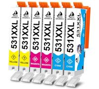 DOUBLE D CLI-531 XXL Ink Cartridges Replacement for Canon 531XXL Ink Cartridges CLI531 CLI-531XXL Compatible for Canon Pixma TS8750 TS8751 Printer (6-Pack,531 Cyan/531 Magenta/531 Yellow)