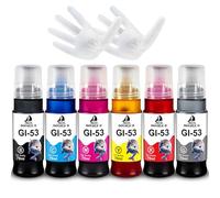 DOUBLE D GI-53 Ink Bottle Compatible for Canon GI-53 Ink GI53 GI 53 Replacement for Canon Pixma G550 G650 Printers (6 Pack, Black/Cyan/Magenta/Yellow/Red/Grey)