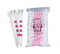 Double-D Golf Bamboo Golf Tees Supporting Breast Cancer Research | 10% Profit Donation | Two Size Options (2 3/4" & 3 1/4") | Striped Pink and White | Biodegradable & Eco-Friendly