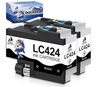 DOUBLE D LC424 Black Ink Cartridges Replacement for Brother LC424 Ink Cartridges LC424XL LC-424 Ink Multipack Compatible with Brother DCP-J1200W DCP-J1200WE Printers (2 Black LC424