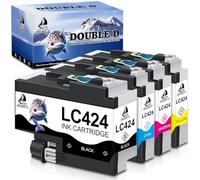 DOUBLE D LC424 Ink Cartridges Multipack for Brother LC424 LC424XL LC 424 Ink Cartridges Compatible with Brother DCP-J1200W DCP-J1200WE Printers (4 Pack