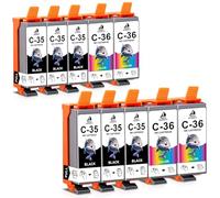DOUBLE D PGI-35 CLI-36 Ink Cartridges for Canon PGI-35 CLI-36 Ink,10 Pack