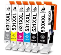 DOUBLE D PGI-530 CLI-531 Ink Cartridges use with Canon Pixma TS8750 TS8751 | Compatible for Canon 530 531 Ink PGI530 CLI 531 for Canon TS8750 Ink Cartridges for Canon TS8751 Ink Cartridges (6 Pack)
