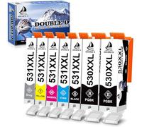 DOUBLE D PGI-530 CLI-531 XXL Ink Cartridges Replacement for Canon 530XXL 531XXL PGI530 CLI 531 Compatible for Canon Pixma TS8750 TS8751 Printer,7-Pack, 2 x PGBK/Black/Cyan/Magenta/Yellow/Grey