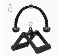 Double D Row Handle LAT Pulldown Attachments, 1.3 Inch Diameter Big Comfort Rubber Grip V Bar Attachmentt for Cable Machine Home Gym Accessory (Double D&Tricep Rope)